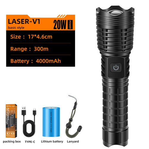 Load image into Gallery viewer, Tactical Flashlight Camping Hiking Telescopic Zoom Highlight Torch Power Bank Outdoor Hunting Survival Safety Hammer
