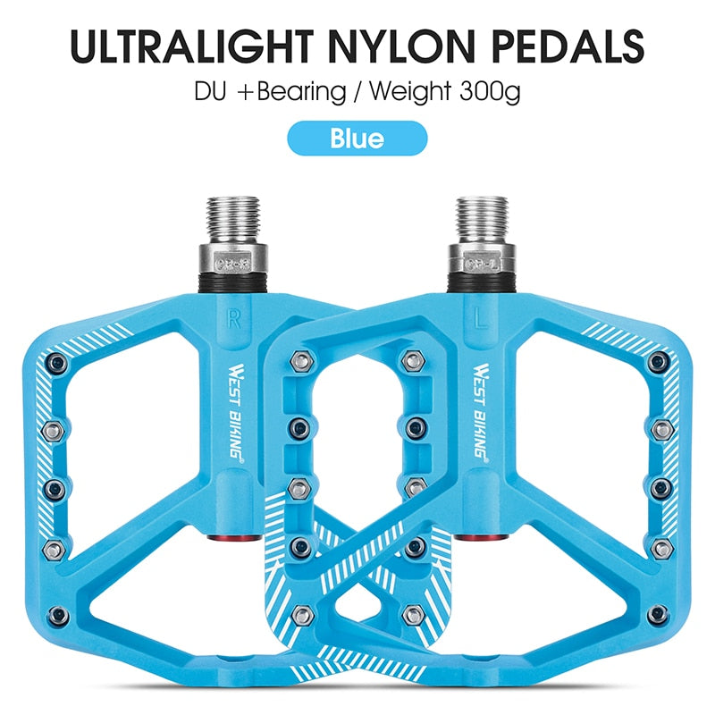 Ultralight Nylon Bicycle Pedals DU Sealed Bearings MTB Road BMX Pedals Non-Slip Waterproof Bike Part Flat Pedals