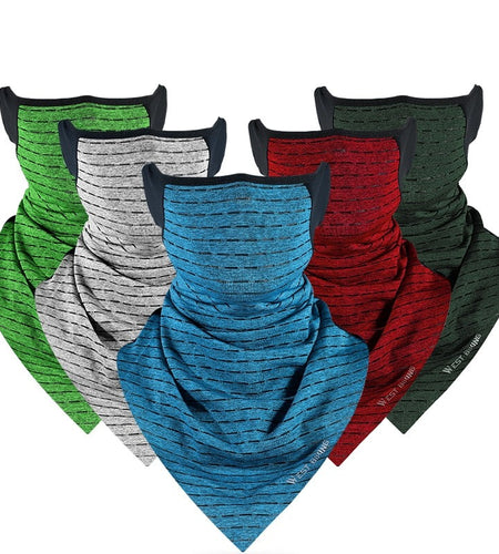 Summer Ice Fabric Cycling Face Mask UV Protection Breathable Sport Scarf Ear Hanging Bike Bandanas Face Mask