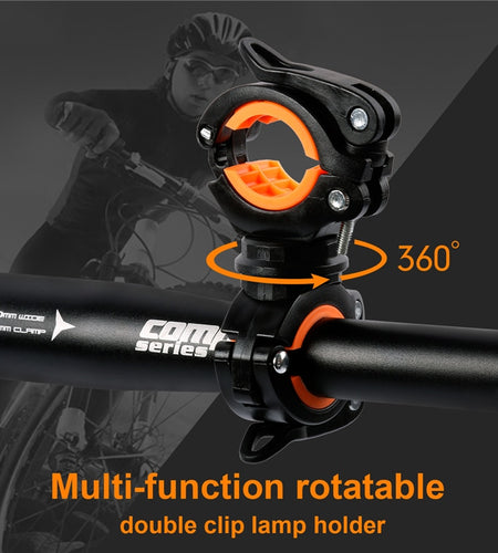Bicycle Rotating Light Double Holder LED Front Flashlight Pump Lamp Handlebar Seatpost MTB Bike Cycling Light Holder