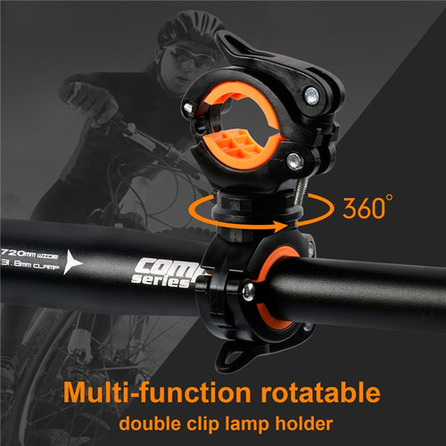 Load image into Gallery viewer, Bicycle Rotating Light Double Holder LED Front Flashlight Pump Lamp Handlebar Seatpost MTB Bike Cycling Light Holder
