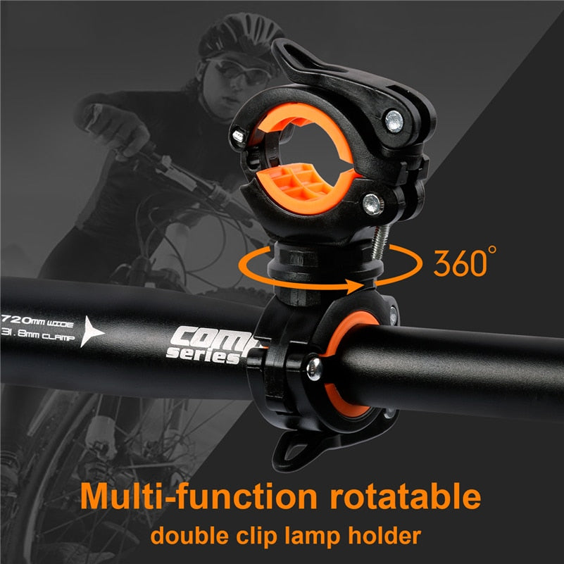 Bicycle Rotating Light Double Holder LED Front Flashlight Pump Lamp Handlebar Seatpost MTB Bike Cycling Light Holder