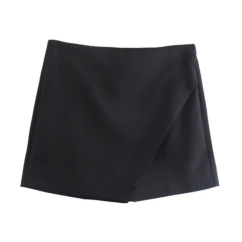 Women Fashion Candy Color Asymmetrical Shorts Skirts Lady Zipper Fly Pockets Hot Shorts Chic Pantalone