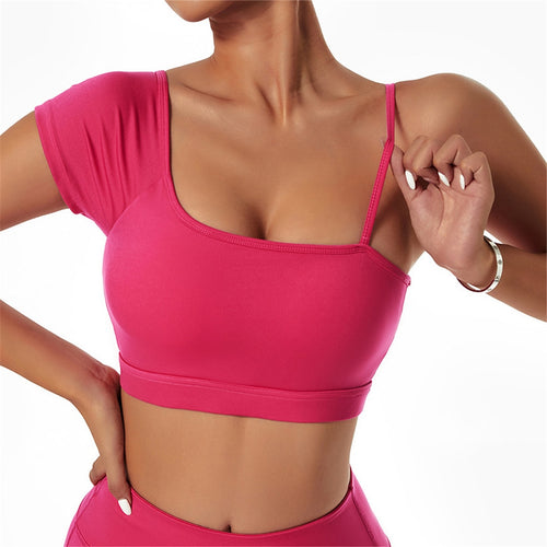 Load image into Gallery viewer, S - XL Seamless Yoga Bra Crop Tops Sexy Asymmetric Running Sports Underwear Female Shockproof Vest Fitness Bra Streetwear A079B
