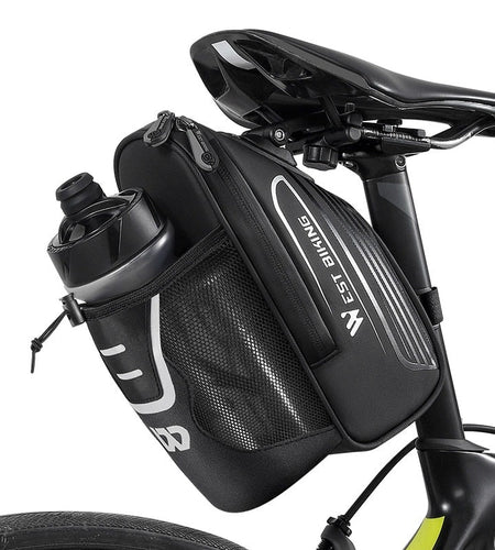 Bike Saddle Bag With Water Bottle Pocket MTB Road Bicycle Under Seat Bag Waterproof Tail Pannier Cycling Accessories
