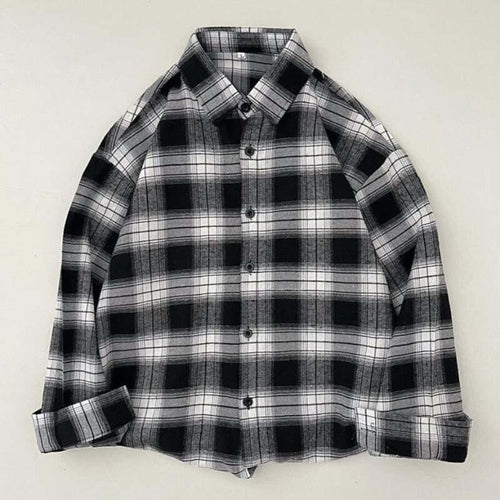 Load image into Gallery viewer, Vintage Plaid Shirts Fashion Button Up Spring Shirt Long Sleeve Turn Down Collar Tops Loose Oversize Ladies Tops
