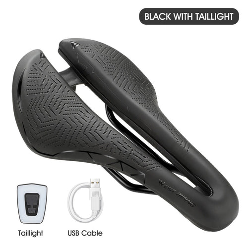 Load image into Gallery viewer, MTB Road Bike Saddle Hollow Soft Comfortable Breathable Seat With Warning Taillight USB Road Bicycle Cycling Saddles
