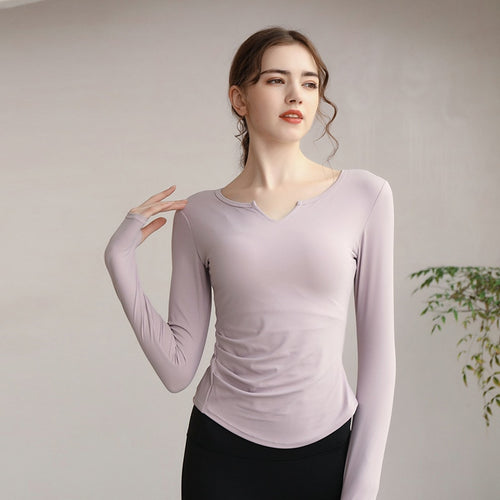Load image into Gallery viewer, Seamless Long Sleeves Sports Yoga T-shirt V-neck Fitness High-quality Tops Tight Running Gym Activewear Workout Clothes Woman
