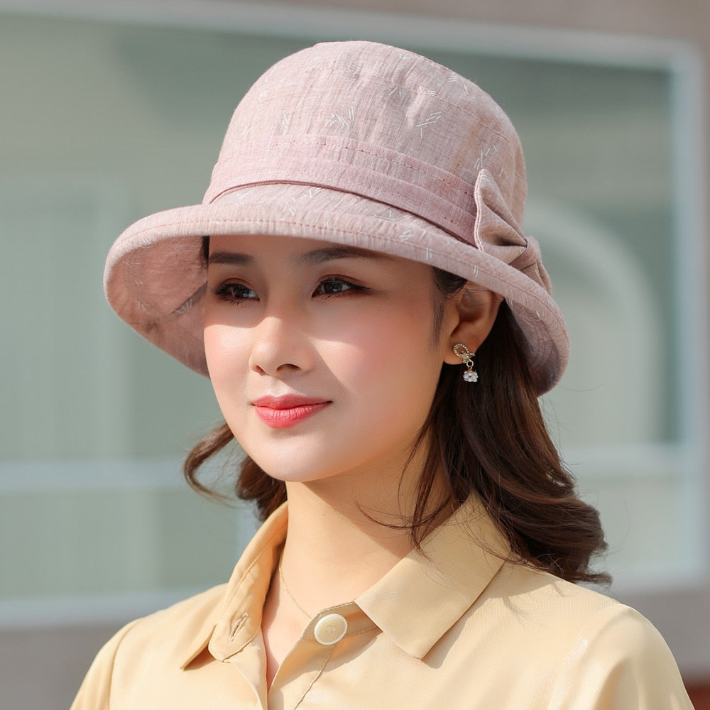 Woman Summer Hats With Visor Hat Fashion Bow Design Sun Hat Travel Mesh Bucket Hat