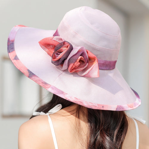 Load image into Gallery viewer, Women Summer Sun Hats Fashion Bow Flower Design Beach Hat Women Outdoor Anti-UV Travel Cap
