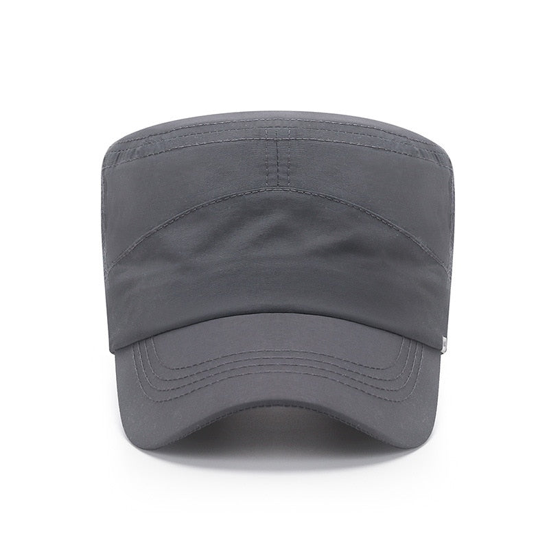Men's Flat Top Baseball Cap Summer Military Hats Women Snapback Breathable Mesh Trucker Caps Solid Adjustable Sun Hat