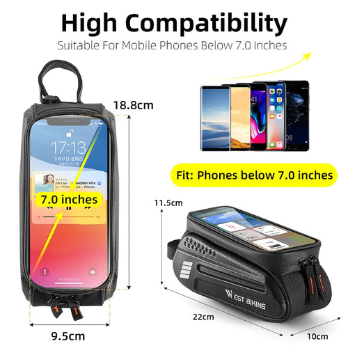 Load image into Gallery viewer, Waterproof Bicycle Bag Frame Front Tube Bag Touchscreen Cell Phone Holder Case Cycling Bag MTB Road Bike Accessories
