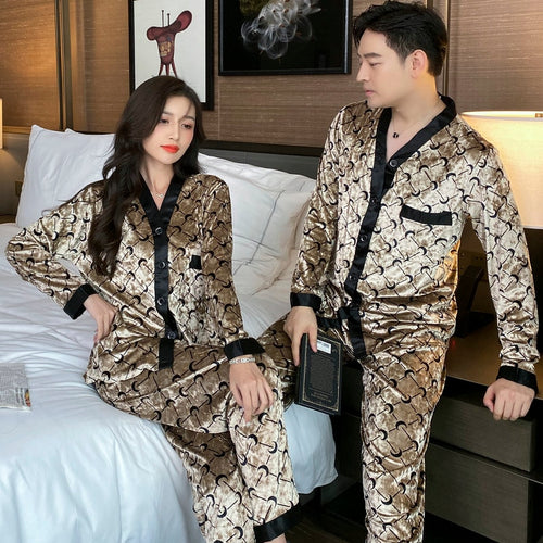 Load image into Gallery viewer, Women&#39;s Pajamas Set Couples Velvet Sleepwear Zebra Print Casual Homewear Men Nightwear Luxury Color Couple Pyjamas Femme
