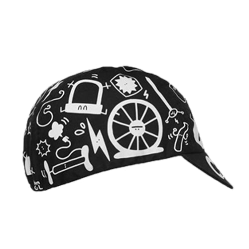 Load image into Gallery viewer, Hello Cartoon Print Black White Cycling Caps Summer Polyester Quick Drying Bicycle Balaclava Team Bike Hats Cool
