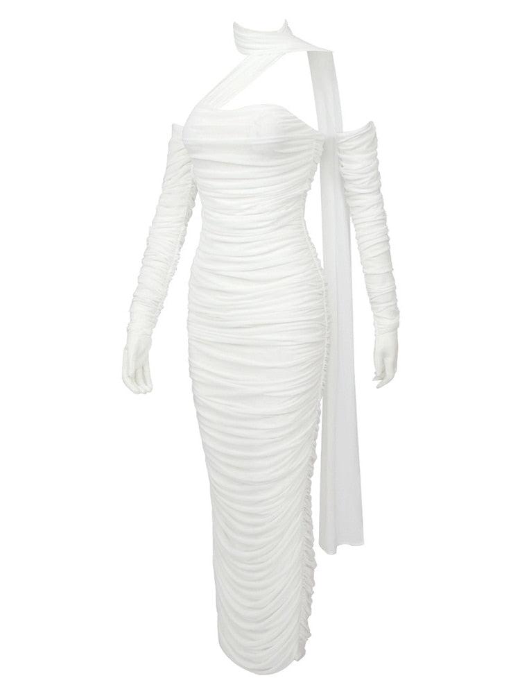 Minimalist Dresses For Women Halter Sleeevless High Waist Spliced Gloves Summer Dress Female Fashion Clothing