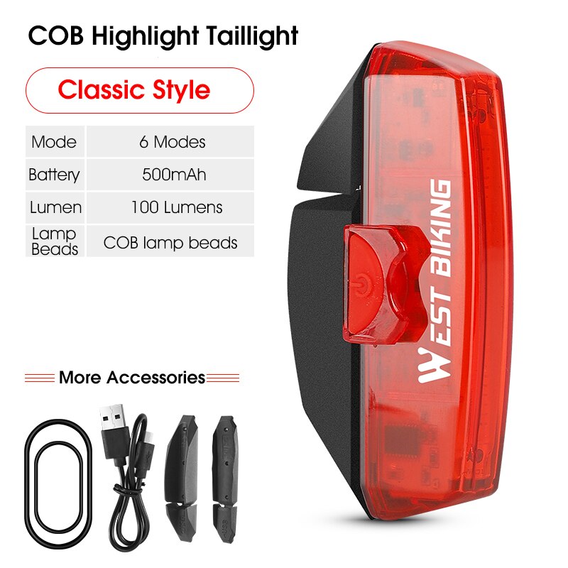 Waterproof Bicycle Rear Light USB Rechargeable Bike LED Taillight Safety Warning Helmet Bag Lamp Cycling Accessories