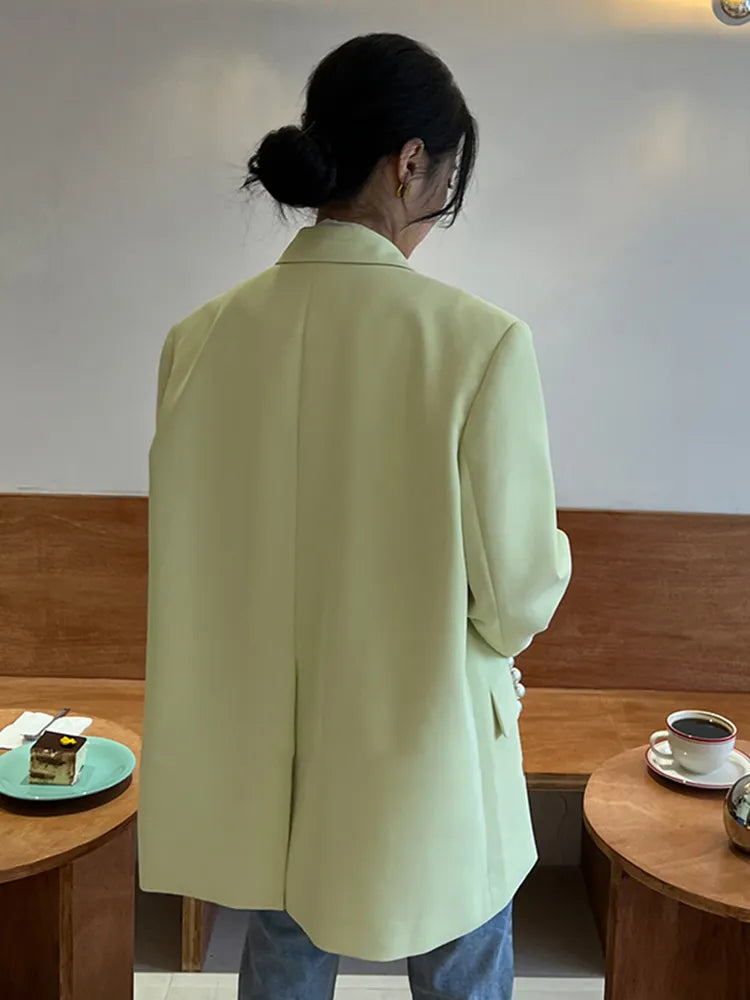 Asymmetrical Blazers For Women Notched Collar Long Sleeve Spliced Button Casual Autumn Blazer Female Fashion