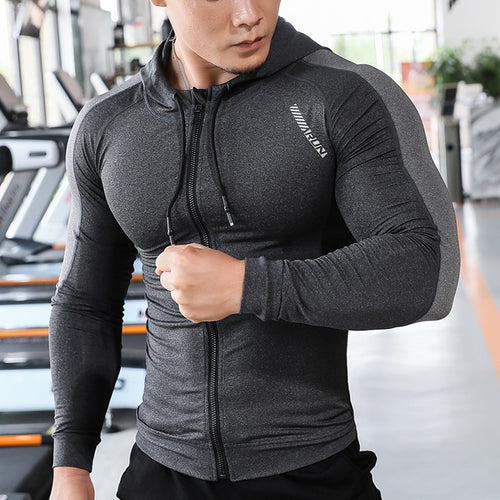 Load image into Gallery viewer, Men Brand Hoodies Gym Sport Running Training Fitness Bodybuilding Sweatshirt Outdoor Sportswear Male Hooded Jacket MMA Dry Fit
