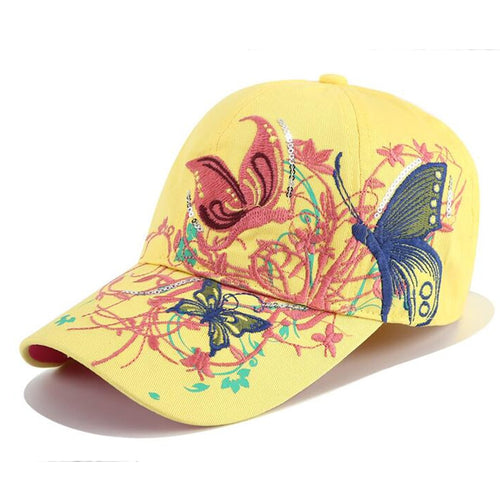 Load image into Gallery viewer, Women Butterflies Flower Embroidery Caps Women Girl Sun Hats Casual Snapback Caps Women Baseball Cap Winter Autumn
