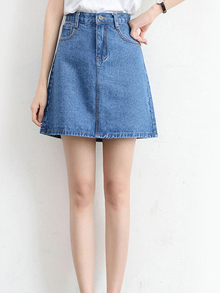 Sexy Women Denim Mini Skirt Fashion Summer High Waist Korean Black Skirt Blue Package Hip Jeans Harajuku Cotton S-3XL