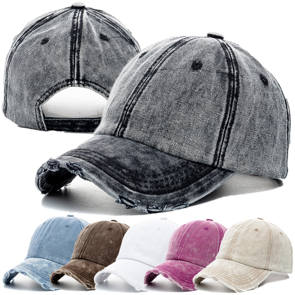 Unisex Washed Cotton Cap High Quality Denim Plain Baseball Cap Men Women Adjustable Casual Outdoor Streetwear Fashion Hat