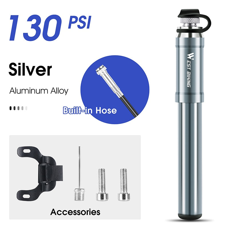 Portable Bicycle Pump High Pressure With Hose MTB Mountain Road Bike Schrader Presta Valve Alloy Cycling Inflator