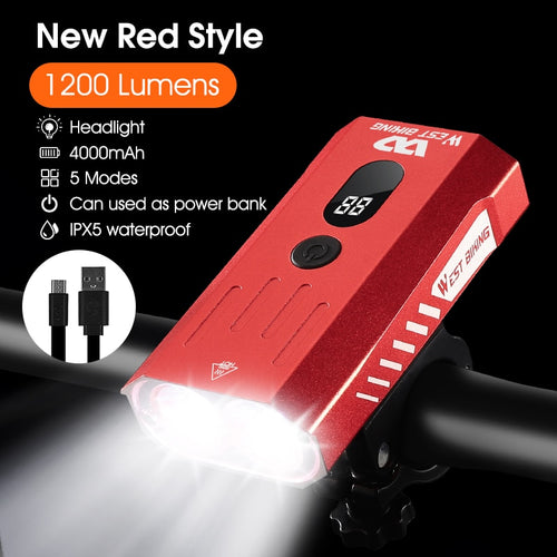 Load image into Gallery viewer, Contest Level Bicycle Light 1300 Lumen USB Rechargeable Flashlight MTB Road Bike LED Headlight Waterproof Rear Lamp
