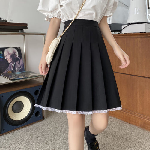 Load image into Gallery viewer, High Waist Summer Knee-length Preppy Style Harajuku Street Pleated Skirt
