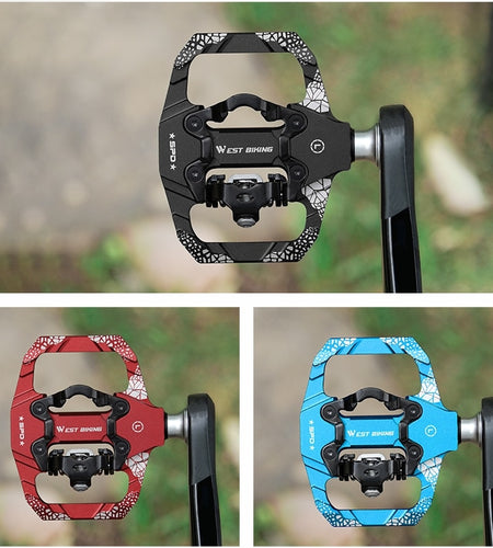 2 In 1 Bicycle Pedals SPD Self-Locking Pedal DU Bearing MTB Road Bike Anti-slip Flat Pedals Cycling Part Accessories