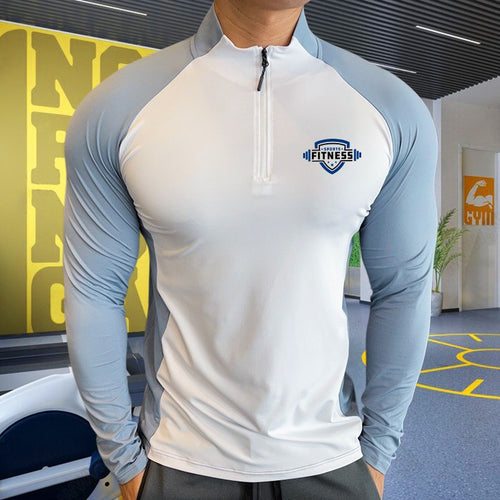 Load image into Gallery viewer, Mens Fitness Trainer Training Tshirts Tops Gym Workout Compression Sweatshirt for Running Football Jersey High Collar Sportswear
