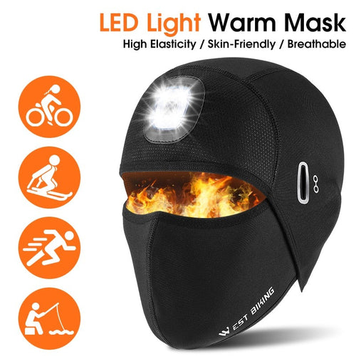 Load image into Gallery viewer, Winter Cycling Cap LED Skull Cap Running Fishing Camping USB Rechargeable Sport Hat With Headlight Glasses Holes
