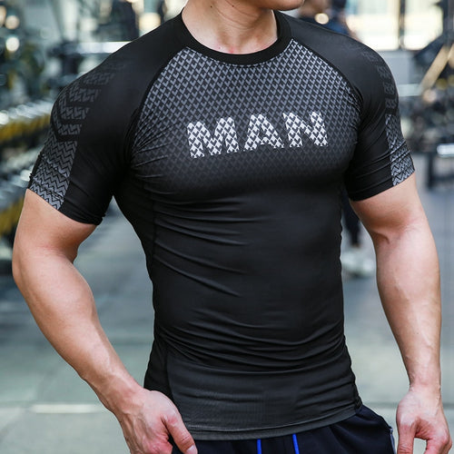 Load image into Gallery viewer, Mens Sport Compression Shirt Gym Tight Sweatshirt Running Top for Fitness T-shirt Bodybuilding Clothes Jogging Rashguard Dry Fit v1
