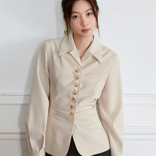 Load image into Gallery viewer, Tunic Patchwork Single Breasted Blazers For Women Notched Collar Long Sleeve Slim Temperament Blazer Female Fashion
