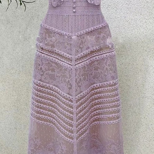 Load image into Gallery viewer, Solid Embroidery Summer Fashion Dresses For Women Round Neck Sleeveless Lace Mesh Dress Female Fashion Clothes
