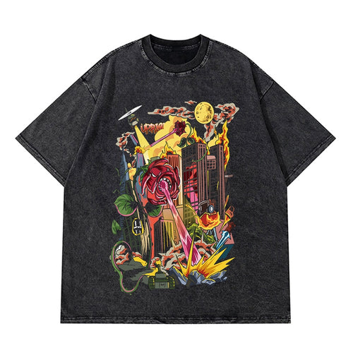 Load image into Gallery viewer, Vintage Washed Tshirts Anime T Shirt Harajuku Oversize Tee Cotton fashion Streetwear unisex top 2
