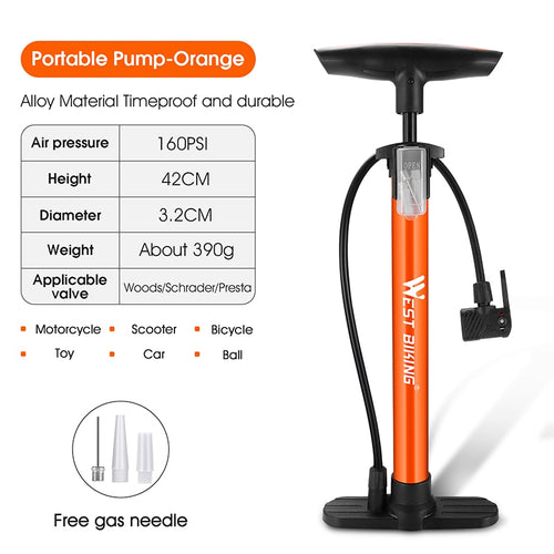 Load image into Gallery viewer, 160PSI Bike Floor Pump High Pressure Cycling Pump Air Inflator Schrader Presta Valve Road MTB Bicycle Tire Pump
