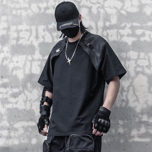 Load image into Gallery viewer, Hip Hop Techwear T-Shirt Men 2022 Summer Fake two Tactical Tshirts Brand Black T Shirts Tops Tees WB800
