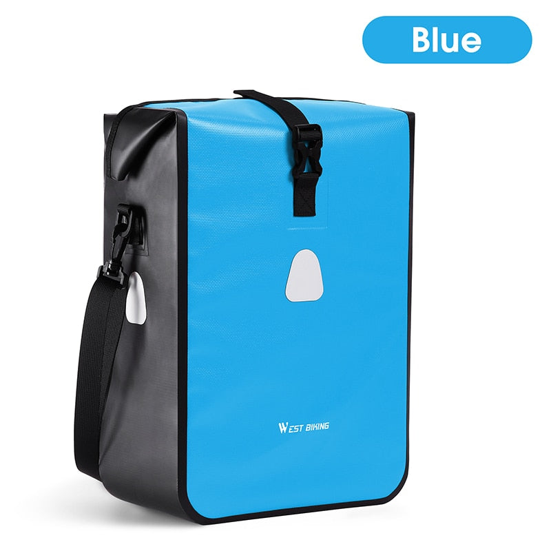 Bicycle Rear Side Bag Fully Waterproof PVC Pannier Expandable 12-15L Bike Carrier Bag Quick Release MTB Shoulder Bag
