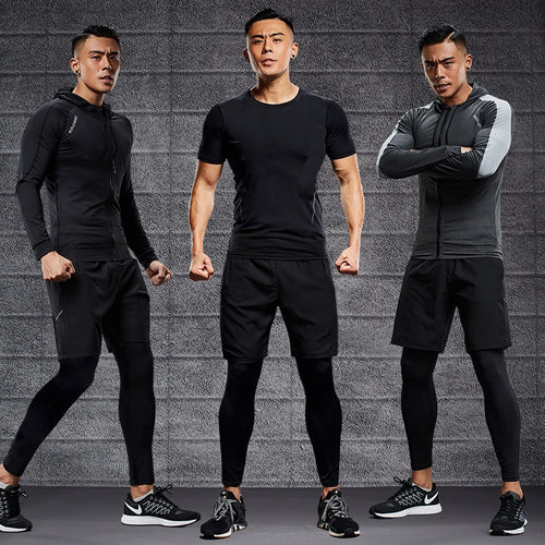Load image into Gallery viewer, Dry Fit Men&#39;s Training Sportswear Set Gym Fitness Compression Sport Suit Jogging Tight Sports Wear Clothes 4XL5XL Oversized Male
