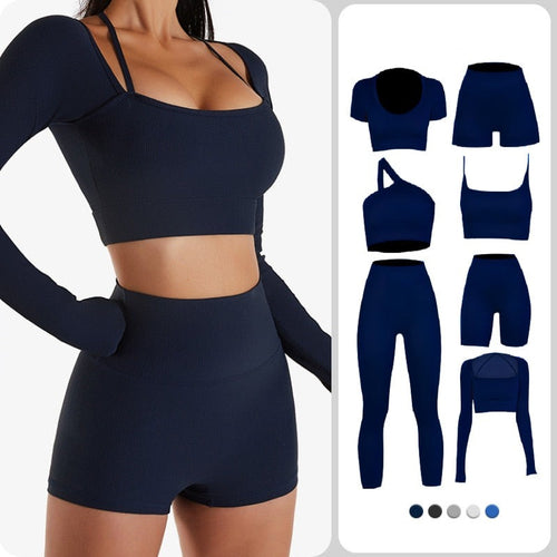 Load image into Gallery viewer, Women Seamless Yoga Set Crop Top Sports Bra Leggings Gym Suits Fitness Outfit Workout 2 Piece Sets Active Wear Tracksuit Clothes
