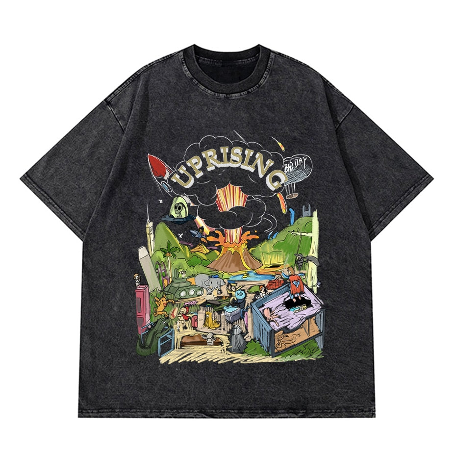 Vintage Washed Tshirts Anime T Shirt Harajuku Oversize Tee Cotton fashion Streetwear unisex top 20