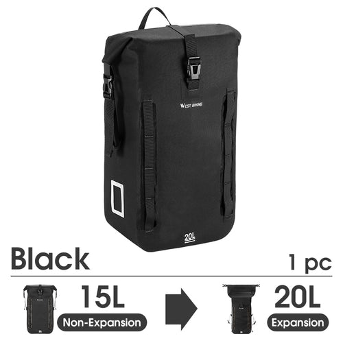 Load image into Gallery viewer, Fully Waterproof TPU Bicycle Bag Foldable Expandable 15-20L Pannier Bike Rear Carrier Bag MTB Accessories Hand Bags
