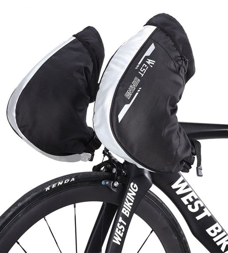 Windproof Thermal Bar Mittens MTB Road Bicycle Electric Bike Commuter Handlebar Cover Reflective Cycling Gloves