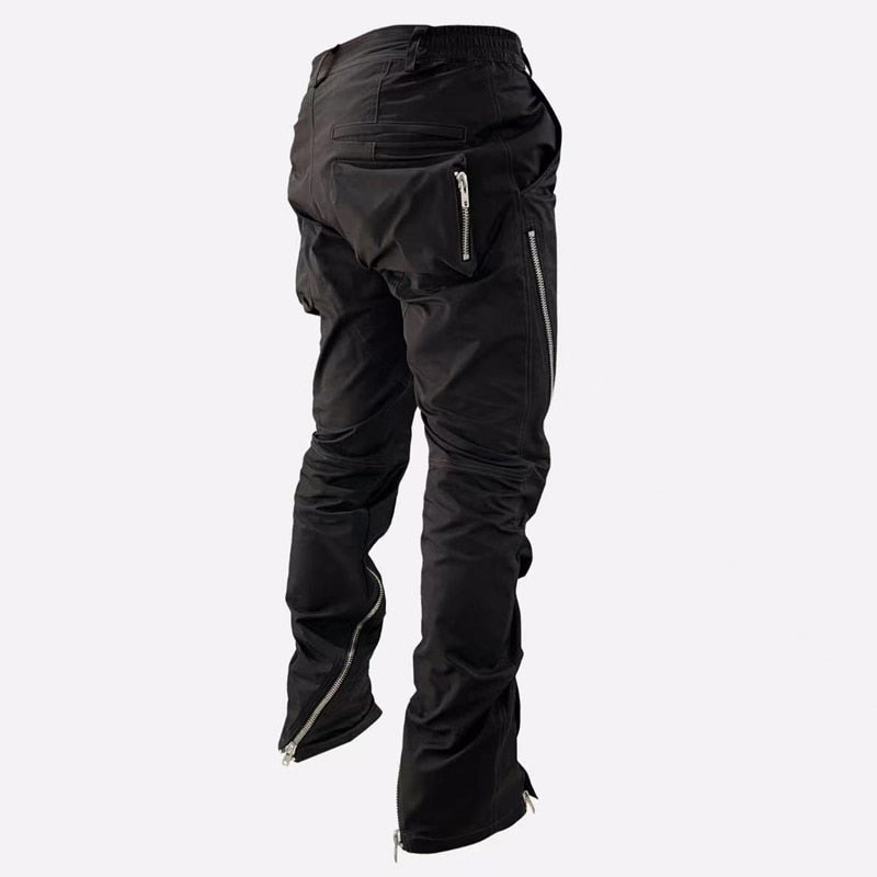 Hip Hop Cargo Pants Men Multi-pocket Side Zipper Design Streetwear Joggers Trousers High Street Tactical Function Pants Male