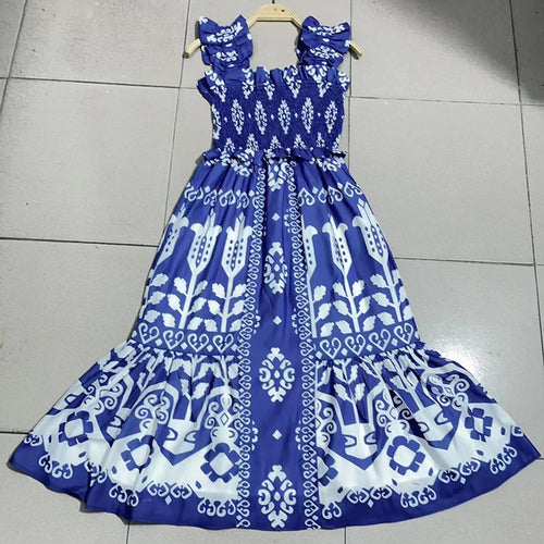 Load image into Gallery viewer, Slim Hit Color Print Dresses For Women Square Collar Sleeveless High Waist Summer Dress Female Fashion Clothing
