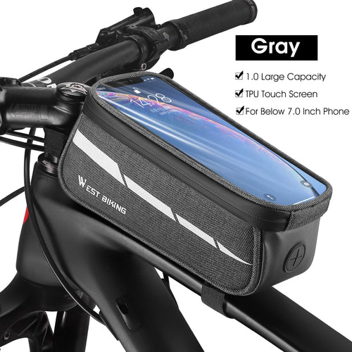 Load image into Gallery viewer, Reflective Bicycle Bag Frame Front Tube Bag Touchscreen Cell Phone Holder Case Cycling Bag MTB Road Bike Accessories
