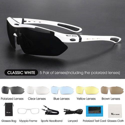 Load image into Gallery viewer, Polarized Cycling Glasses 5 Lens Men Women Sports Sunglasses Road MTB Mountain Bike Bicycle Riding Goggles Eyewear
