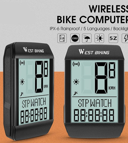 5 Language Waterproof Bicycle Computer Wireless Wired Cycling Odometer Auto Wake & Sleep Bike Speedometer LED Screen Stopwatch