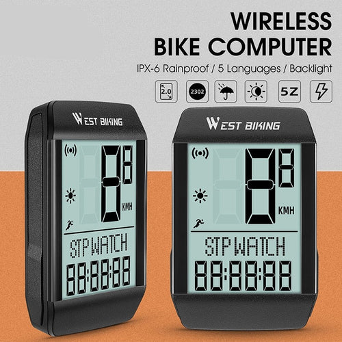 Load image into Gallery viewer, 5 Language Waterproof Bicycle Computer Wireless Wired Cycling Odometer Auto Wake &amp; Sleep Bike Speedometer LED Screen Stopwatch
