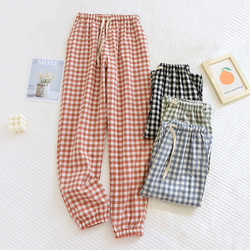 Load image into Gallery viewer, Women&#39;s Pajamas Pants Plaid Print Sleepwear Cotton Bottoms Casual Leisure Homewear Comfortable Simple Petite Femme
